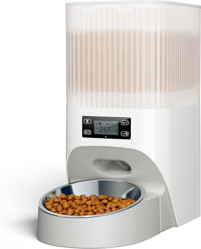 Faroro Automatic Cat Food Dispenser, 4L/17 Cups Timed Dry Food Dispenser for Cats Dogs with Programmable Portion Control, 6 Meals Per Day, Dual Power Supply, 10s Voice Recorder