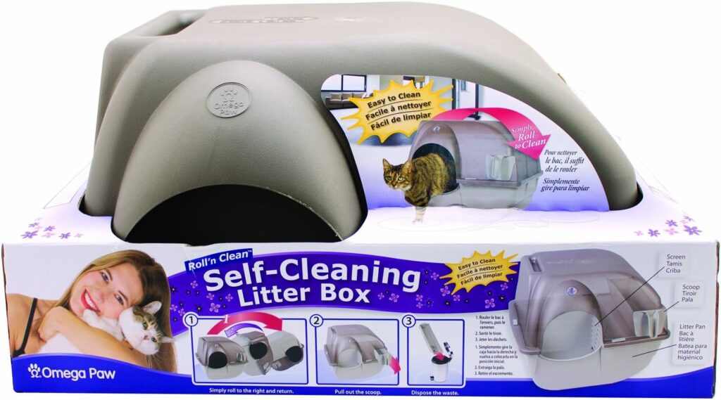 Omega Paw NRA15 Self Cleaning Litter Box Regular Size,Grey