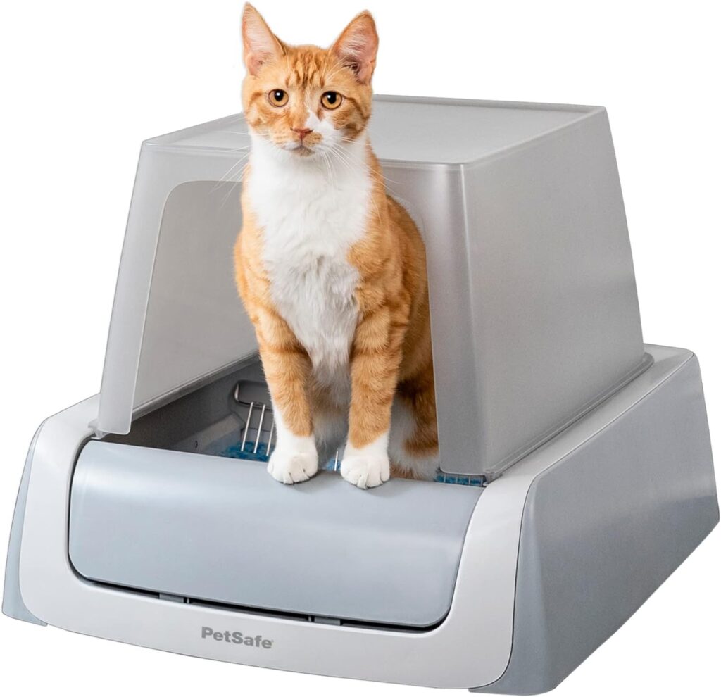 PetSafe ScoopFree Complete Plus Self-Cleaning Cat Litter Box with Front-Entry Hood - Never Scoop Litter Again - Hands-Free With Included Disposable Crystal Tray - Less Tracking, Better Odor Control