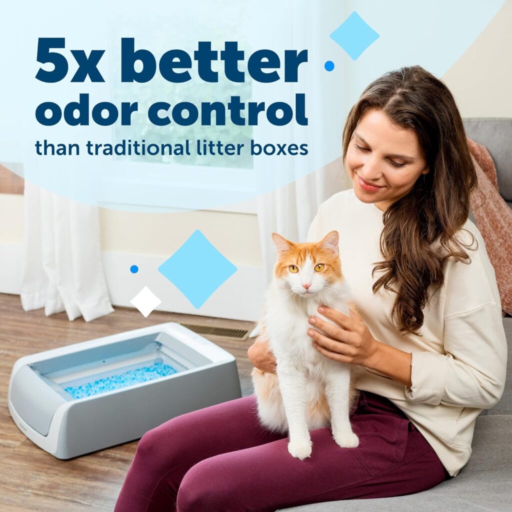 PetSafe ScoopFree Complete Plus Self-Cleaning Cat Litter Box with Front-Entry Hood - Never Scoop Litter Again - Hands-Free With Included Disposable Crystal Tray - Less Tracking, Better Odor Control