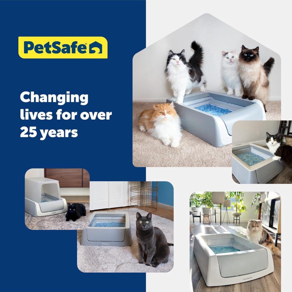 PetSafe ScoopFree Complete Plus Self-Cleaning Cat Litter Box with Front-Entry Hood - Never Scoop Litter Again - Hands-Free With Included Disposable Crystal Tray - Less Tracking, Better Odor Control