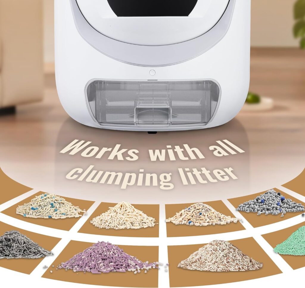 Self Cleaning Cat Litter Box - Anti-Pinch/Odor-Removal Design Automatic Cat Litter Box, Extra Large for Multiple Cats, All Litter Can Use, Easy Clean, with Garbage Bags/Mats, Smart App Control