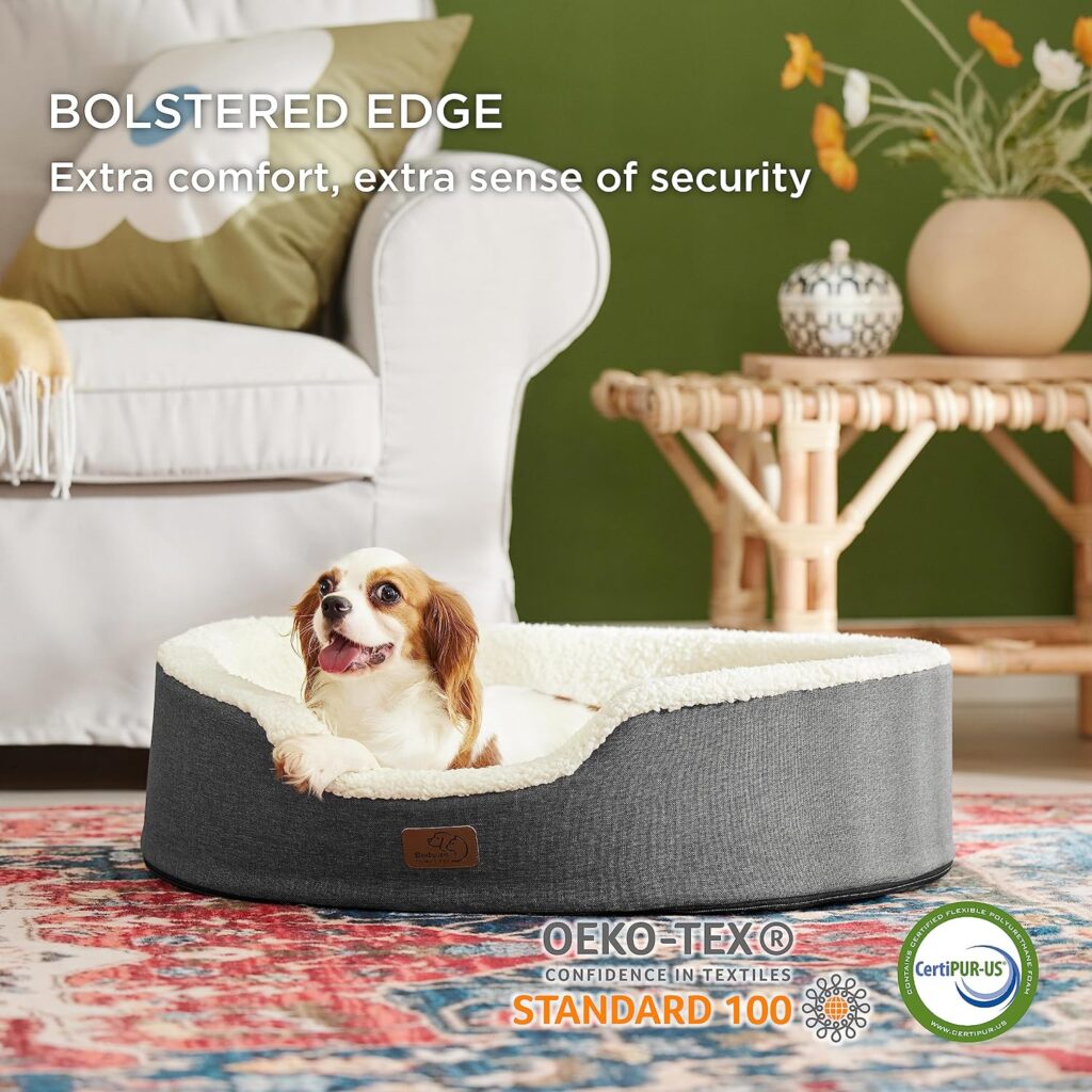 Bedsure Dog Beds for Small Dogs - Round Cat Beds for Indoor Cats, Washable Pet Bed for Puppy and Kitten with Slip-Resistant Bottom, 20 Inches, Taupe