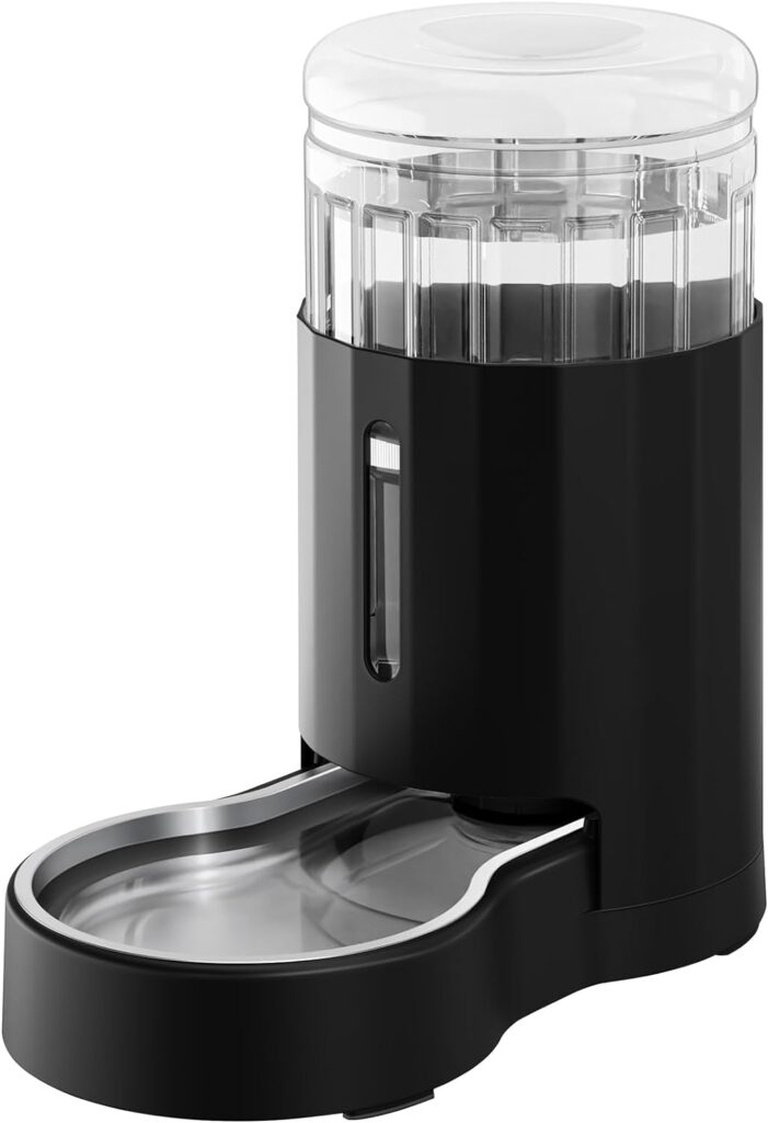 CZPET Automatic 6L Dog and Cat Water Dispenser WithStainless Steel Bowl Gravity Waterer, Large Capacity and Drinking Area Noise-Free for Pets White (6L Water Dispenser, Black)