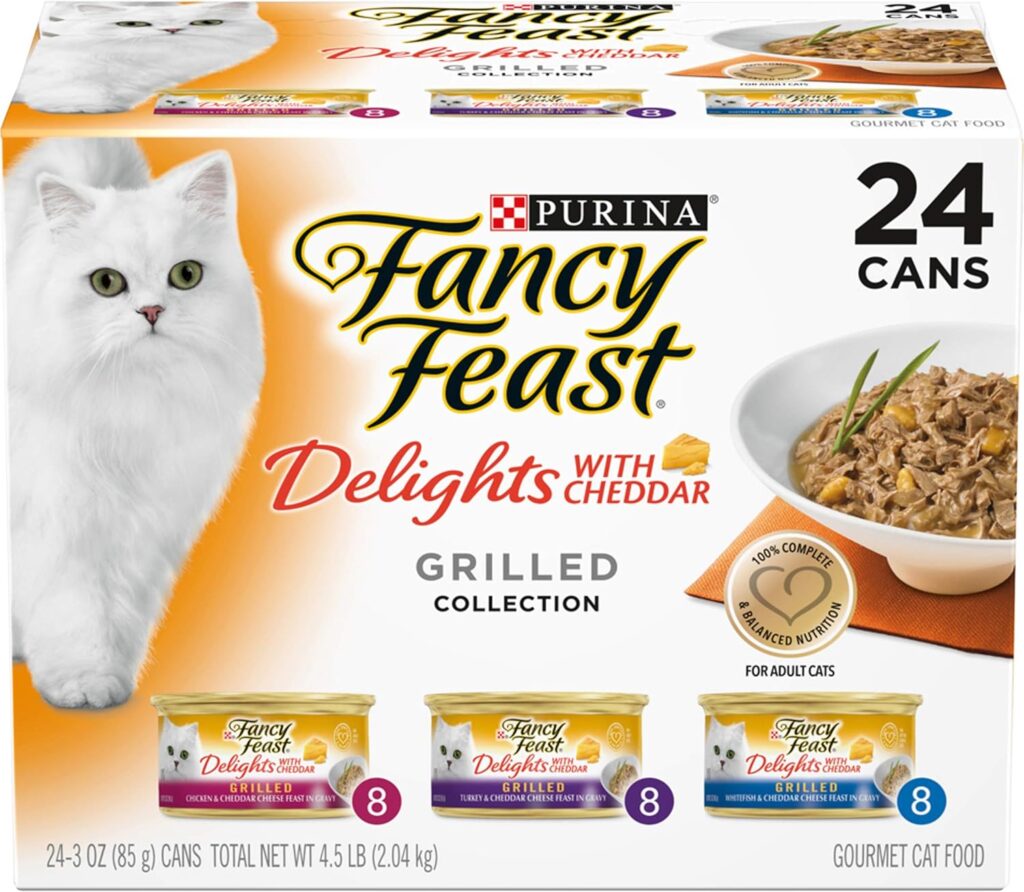 Purina Fancy Feast Gravy Wet Cat Food Variety Pack, Delights With Cheddar Grilled Collection - (24) 3 oz. Cans